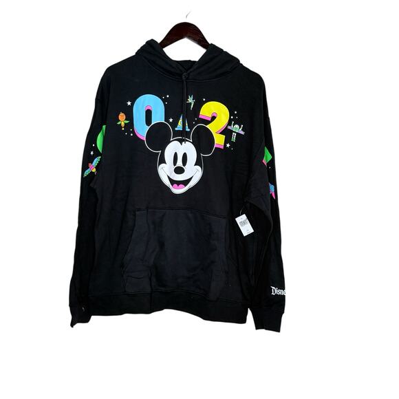 Disney 2024 Black Neon Disneyland Characters Mickey Mouse Pullover Hoodie NEW - Picture 8 of 10